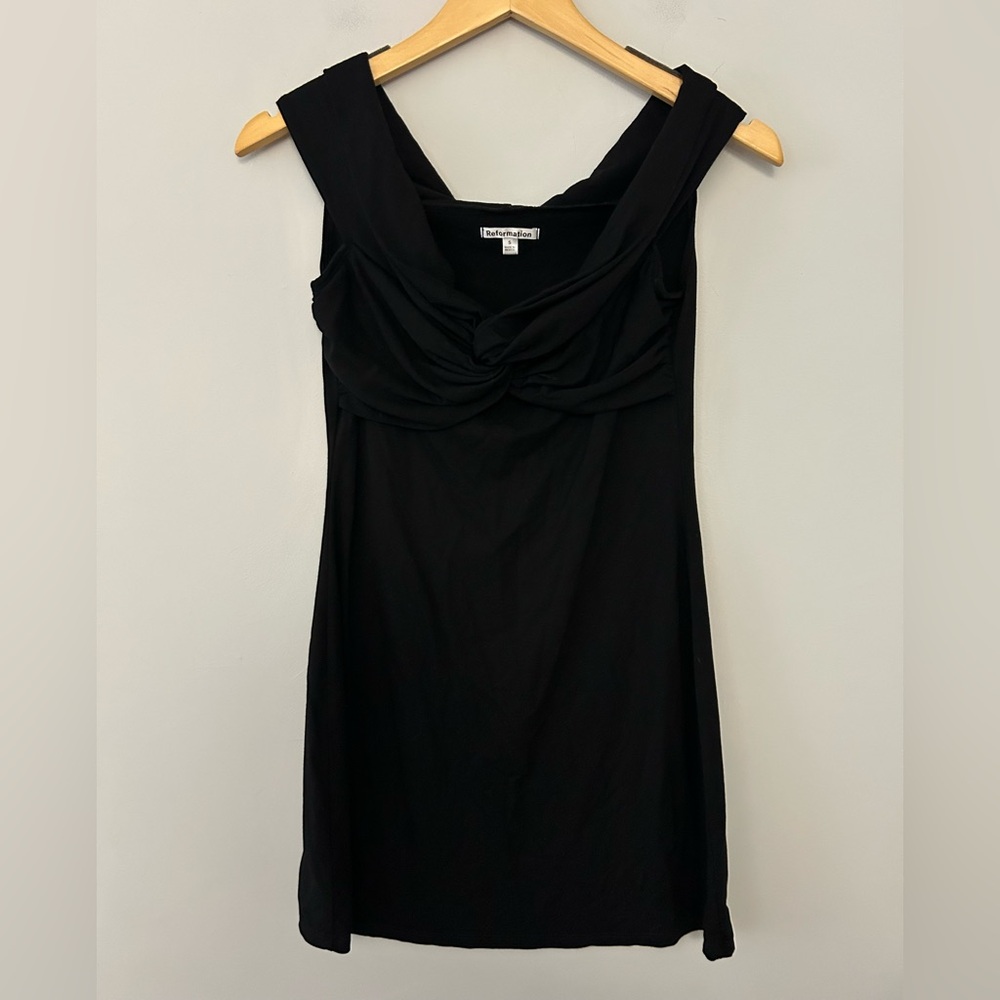 Reformation Vida Twisted Knit Mini Dress in Black - Picture 2 of 6